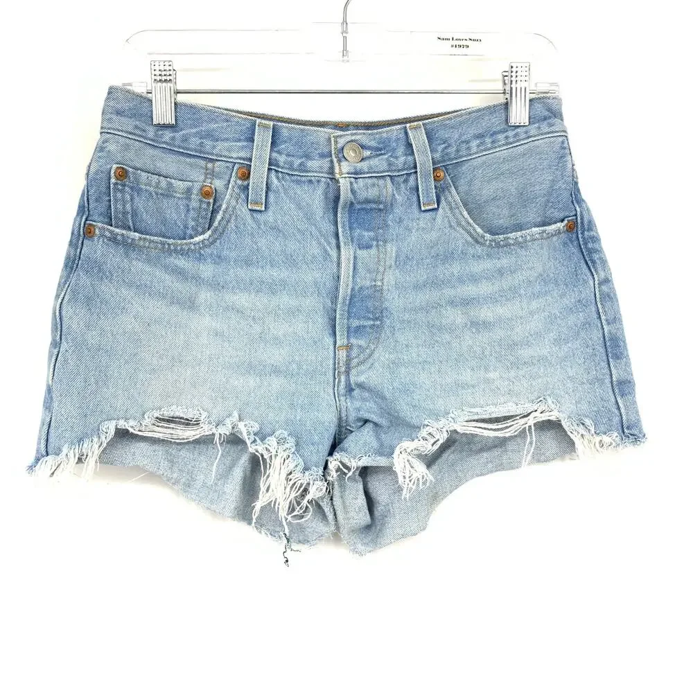 Levis 501 Cut Off Jean Shorts Womens Sz 28